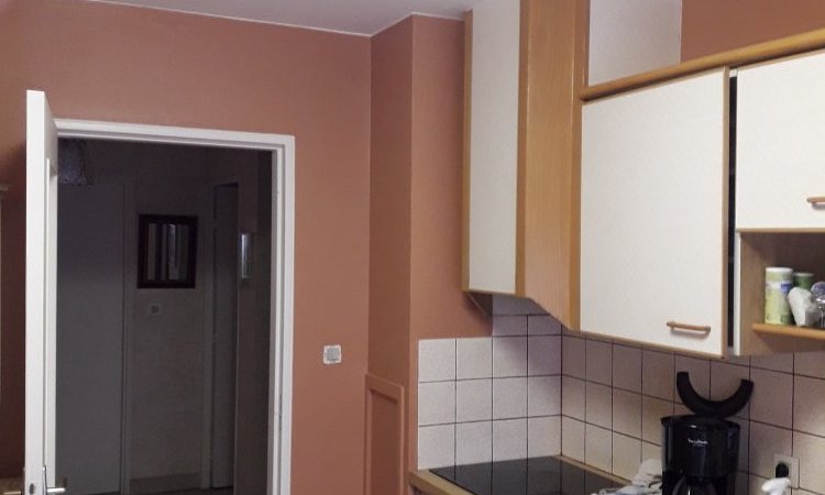 CUISINE FINITION PEINTURE SUR PLAFOND MURS PORTE ET PLINTHES