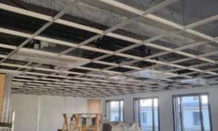 PLAFOND PENDANT LES TRAVAUX DANS UNE AGENCE BANCAIRE LYONNAISE